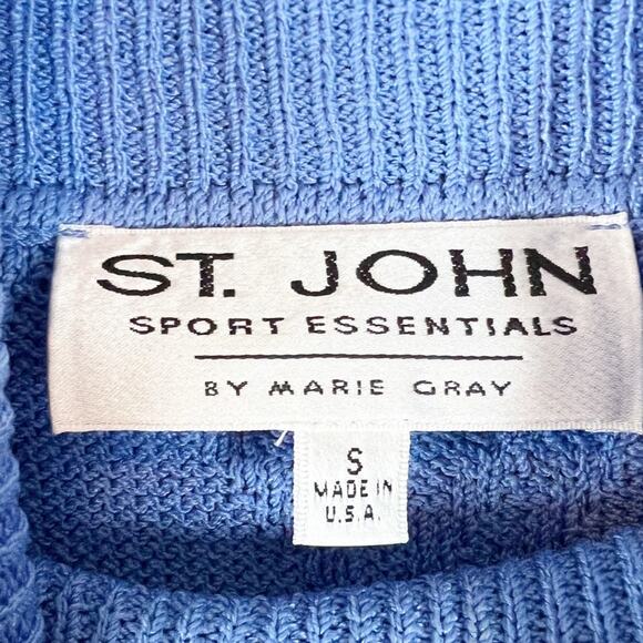 St John Sport Essentials‎ Womens S Rhinestone Turtleneck Knit Marie Gray Blue - Picture 5 of 7